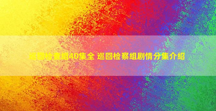 巡回检查组40集全 巡回检察组剧情分集介绍